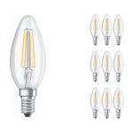 Mehrfachpackung 10x Osram CLASSIC LED E14 Kerze Fadenlampe Klar 4W 470lm - 827 Extra Warmweiß | Ersatz Für 40W