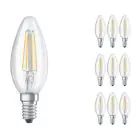 Mehrfachpackung 10x Osram CLASSIC LED E14 Kerze Fadenlampe Klar 4W 470lm - 827 Extra Warmweiß | Ersatz Für 40W