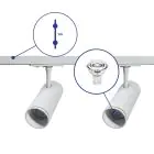 Bright Choice Komplettset 1-Phasen Rail 1 Meter Weiß | incl. 2x Spot + GU10 2700K 3W Dimmbar + Abschlusskappe, Stromanschluss