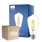 Mehrfachpackung 10x Philips MASTER Value LED Glühbirne E27 Edison Fadenlampe Klar 5.9W 806lm - 922-927 Dim to Warm | Höchste Farbwiedergabe - Ersatz Für 60W