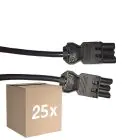 Mehrfachpackung 25x Noxion GST - Kompatibel Verlängerungskabel Schwarz - Männlich + Weiblich - 2m - 3 pole 1,5mm2