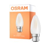 Osram LED B22D Bougie Filament Dépolie 4W 470lm - 827 Blanc Très Chaud | Équivalent 40W