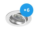 Lot 6x Noxion Encastré Spot Vision MR16 inclinable Aluminium | Diamètre 69mm - GU10 Culot
