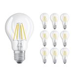 Lot 10x Osram CLASSIC LED E27 Poire Filament Claire 4W 470lm - 827 Blanc Très Chaud | Équivalent 40W