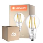 Lot 4x Ledvance Classic LED E27 Poire Filament Claire 11W 1521lm - 827 Blanc Très Chaud | Dimmable - Équivalent 100W