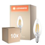 Lot 10x Ledvance Classic LED E14 Bougie Filament Claire 3.4W 470lm - 827 Blanc Très Chaud | Équivalent 40W