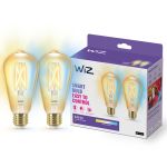 Pack duo 2x WiZ Smart LED E27 Edison Filament Dorée 7W 640lm | Meilleur Rendu Des Couleurs - Dimmable - Équivalent 50W