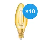 Lot 10x Osram Vintage 1906 LED E14 Bougie Dorée 1.5W 120lm - 824 Blanc Très Chaud | Équivalent 15W