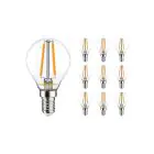 Lot 10x Noxion Lucent Lustre LED E14 Boule Filament Claire 2.5W 250lm - 822-827 Dim To Warm | Dimmable - Équivalent 25W