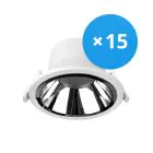 Lot 15x Noxion Downlight LED Apollo 20W 2300lm 60D - 830 Blanc Chaud | 220mm - Diamètre 200mm - Alu Réflecteur - UGR 