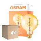 Lot 4x Osram Vintage 1906 LED E27 Globe Filament Goud 125mm 4W 300lm - 820 Zeer Warm Wit | Dimbaar - Vervangt 28W