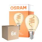 Lot 6x Osram Vintage 1906 LED Classic Slim E14 Poire Filament Dorée 4.9W 470lm - 922 Blanc Très Chaud | Meilleur Rendu Des Couleurs - Dimmable - Équivalent 40W